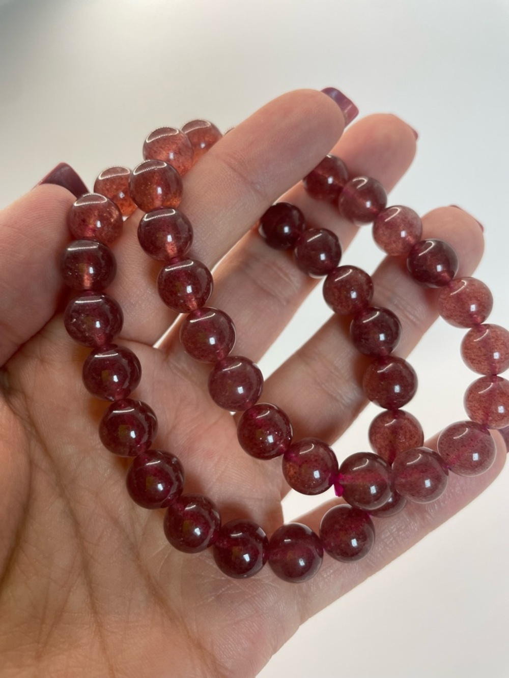 ONE Dark Strawberry Quartz Beaded Bracelet - 9mm (0119)